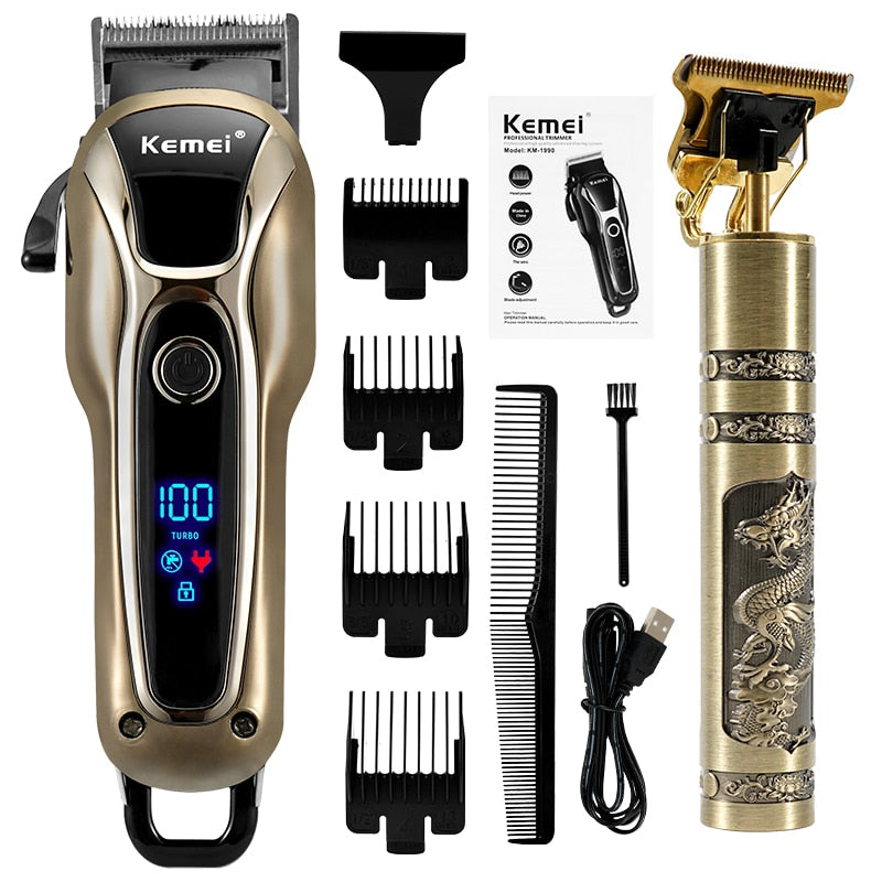 Professional Barber Hair Clipper Rechargeable Electric Finish