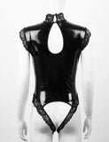 Erotic Fetish Bodys Suit Cupless Crotchless Teddy Femme Black Wetlook Pvc Latex Catsuit Gothic Women Porno Costume Sexy Lingerie