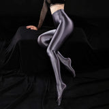 120D Spring Autumn Satin Leggings Plus Size Oil Shiny High Waist Shaping Pantyhose Open Crotch / Close Crotch Skinny Leg Tights