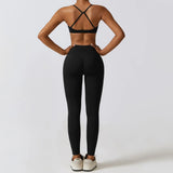 2/3 PCS Women's Seamless Breathable Quick Dry Stretch Yoga Set Zipper Coat U-shaped Bra Gym Workout Wear High Waist Leggings