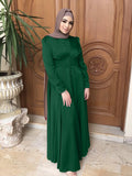 Beading Muslim Dress Fit and Flare Thick Satin Hijab Robe Islam Clothing Dubai Turkish Women Modesty Ramadan Party Abaya Kaftan