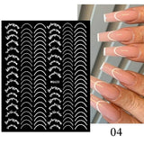 3D Lines Nail Stickers Holographic Silver Rose Gold Metal Stripe Letters Decals Curve Gel Nails Art Sliders Manicure Decor