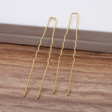 100 PCS 1x64mm Hair Sticks Gold/ Silver Plated U shape Hair Pins Needles Setting DIY Accessories For Jewelry Making