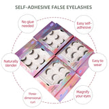 3 Pairs-Reusable Self-adhesive False Eyelashes with Tweezer Waterproof Adhesive Tape Eye Lashes to Wear No Glue Needed Natural