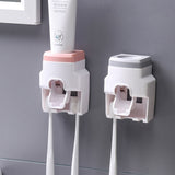 Creative Toothpaste Dispenser Bathroom Accessories Organizer Wall Mounted Couple Toothbrush Holder Plastic Toothpaste Squeezer