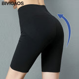 BIVIGAOS Micro Pressure Sharkskin Leggings Women Black Fitness Shaping Hip Lifting Leggings Skinny Slim Sport Workout Leggings