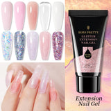 BORN PRETTY 30/20ml Glitter Acrylic Gel Finger Extension Silver Pink Extension Gel Soak Off Nail Art Gel Varnish