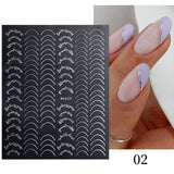 3D Lines Nail Stickers Holographic Silver Rose Gold Metal Stripe Letters Decals Curve Gel Nails Art Sliders Manicure Decor