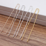 100 PCS 1x64mm Hair Sticks Gold/ Silver Plated U shape Hair Pins Needles Setting DIY Accessories For Jewelry Making