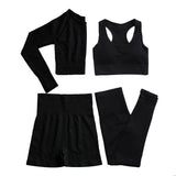 2/3/4PCS Seamless Women Yoga Set Workout Sportswear Gym Clothing Fitness Long Sleeve Crop Top High Waist Leggings Sports Suits