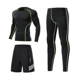 3pcs / Set Workout Male Sport Suit Gym Compression Clothes Fitness Running Jogging Sport Wear Exercise Workout Tights