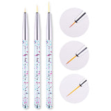 3Pcs French Stripe Nail Art Liner Brush Set 3D Tips Line Stripes DIY Drawing Pen UV Gel Brushes Painting Pen Manicure Tools