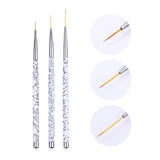 3Pcs French Stripe Nail Art Liner Brush Set 3D Tips Line Stripes DIY Drawing Pen UV Gel Brushes Painting Pen Manicure Tools