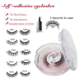 1Pair Self-adhesive False Eyelashes 3 Seconds to Wear No Glue Needed Faux Mink Lashes Extension Curly Thick Wispy Eyelash Makeup