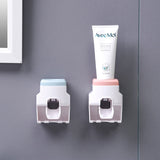 Creative Toothpaste Dispenser Bathroom Accessories Organizer Wall Mounted Couple Toothbrush Holder Plastic Toothpaste Squeezer