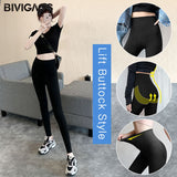 BIVIGAOS Micro Pressure Sharkskin Leggings Women Black Fitness Shaping Hip Lifting Leggings Skinny Slim Sport Workout Leggings