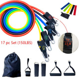 17pcs Resistance Bands Set Fitness Body Building Elastic Sports Band Training Expander Pull Rope Gym Fitness Equipment