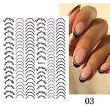 3D Lines Nail Stickers Holographic Silver Rose Gold Metal Stripe Letters Decals Curve Gel Nails Art Sliders Manicure Decor