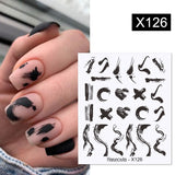 3D Lines Nail Stickers Holographic Silver Rose Gold Metal Stripe Letters Decals Curve Gel Nails Art Sliders Manicure Decor