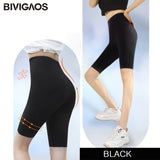 BIVIGAOS Micro Pressure Sharkskin Leggings Women Black Fitness Shaping Hip Lifting Leggings Skinny Slim Sport Workout Leggings