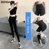 BIVIGAOS Micro Pressure Sharkskin Leggings Women Black Fitness Shaping Hip Lifting Leggings Skinny Slim Sport Workout Leggings