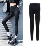 BIVIGAOS Micro Pressure Sharkskin Leggings Women Black Fitness Shaping Hip Lifting Leggings Skinny Slim Sport Workout Leggings