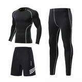 3pcs / Set Workout Male Sport Suit Gym Compression Clothes Fitness Running Jogging Sport Wear Exercise Workout Tights