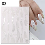 3D Lines Nail Stickers Holographic Silver Rose Gold Metal Stripe Letters Decals Curve Gel Nails Art Sliders Manicure Decor