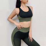 3 Piece Seamless Yoga Set Female Sport Gym Clothes Women Yoga Pants+Sports Bra+Full Zip Crop Top Long Sleeve Workout Clothing