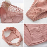 10Pcs/set Cotton Panties Women Sexy Floral Lace Panty Underwear Lingerie Solid Color Female Underpants Intimates Lady 2021 New