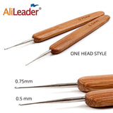 Alileader 0.75mm Double Head Dreadlock Wood Handle Crochet Needle Hook For Dreadlocks Braids Hair Making Needle Tools For Dreads