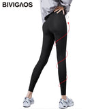 BIVIGAOS Micro Pressure Sharkskin Leggings Women Black Fitness Shaping Hip Lifting Leggings Skinny Slim Sport Workout Leggings