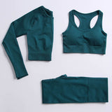 2/3/4PCS Seamless Women Yoga Set Workout Sportswear Gym Clothing Fitness Long Sleeve Crop Top High Waist Leggings Sports Suits