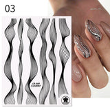 3D Lines Nail Stickers Holographic Silver Rose Gold Metal Stripe Letters Decals Curve Gel Nails Art Sliders Manicure Decor