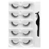 5 Pairs-Reusable Self-adhesive False Eyelashes with Tweezer Natural Waterproof Adhesive Tape Eye Lashes to Wear No Glue Needed