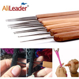 Alileader 0.75mm Double Head Dreadlock Wood Handle Crochet Needle Hook For Dreadlocks Braids Hair Making Needle Tools For Dreads