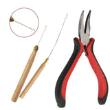 Full Kit Home Micro Rings Hook Needle Styling Feather DIY Multi Functional Pulling Loop Beads Hair Extensions Plier Tip Tool