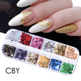 Sparkly Foil Nails Sequins Irregular Aluminum Gold Red Summer Design Set Nail Glitter Flakes Gel DIY Manicure Accessories CH950