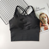 Women&#39;s t-shirts Fitness Crop Top Workout Sportswear Beauty Back Tank Top Yoga Vest Backless Quick Dry Running Gym Sport bra