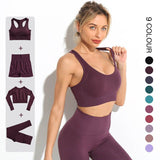 2/3/4PCS Seamless Women Yoga Set Workout Sportswear Gym Clothing Fitness Long Sleeve Crop Top High Waist Leggings Sports Suits