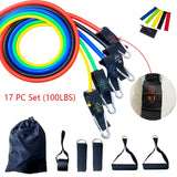 17pcs Resistance Bands Set Fitness Body Building Elastic Sports Band Training Expander Pull Rope Gym Fitness Equipment