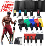 150/250lb Pull Rope Fitness Exercises Resistance Bands Set Elastic Yoga Band Indoor Body Training Gym Equipment for Home Workout