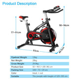 OneTwoFit Static Bike Exercise Bike Apartment Spinning Bicycle Cardio Static Pedals Home Trainer Bike Fitness Equipment 120KG