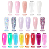 BORN PRETTY 30/20ml Glitter Acrylic Gel Finger Extension Silver Pink Extension Gel Soak Off Nail Art Gel Varnish