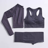 2/3/4PCS Seamless Women Yoga Set Workout Sportswear Gym Clothing Fitness Long Sleeve Crop Top High Waist Leggings Sports Suits