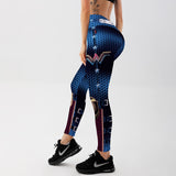 Fashion Tibetan Blue Captain Fight Push Up Workout Leggings Slim High Waist Jeggings Women Sexy Sportswear Leggings Workout