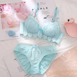 7 Colors Women Push Up Lingerie Bra and Panties Lace Wireless Bra Briefs Sexy Bra Top Female Seamless Plus Size Underwear Set