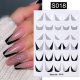 3D Lines Nail Stickers Holographic Silver Rose Gold Metal Stripe Letters Decals Curve Gel Nails Art Sliders Manicure Decor