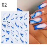 3D Lines Nail Stickers Holographic Silver Rose Gold Metal Stripe Letters Decals Curve Gel Nails Art Sliders Manicure Decor