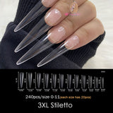 Gel Nails Extension System Full Cover Sculpted Clear Stiletto Coffin False Nail Tips 240pcs/bag